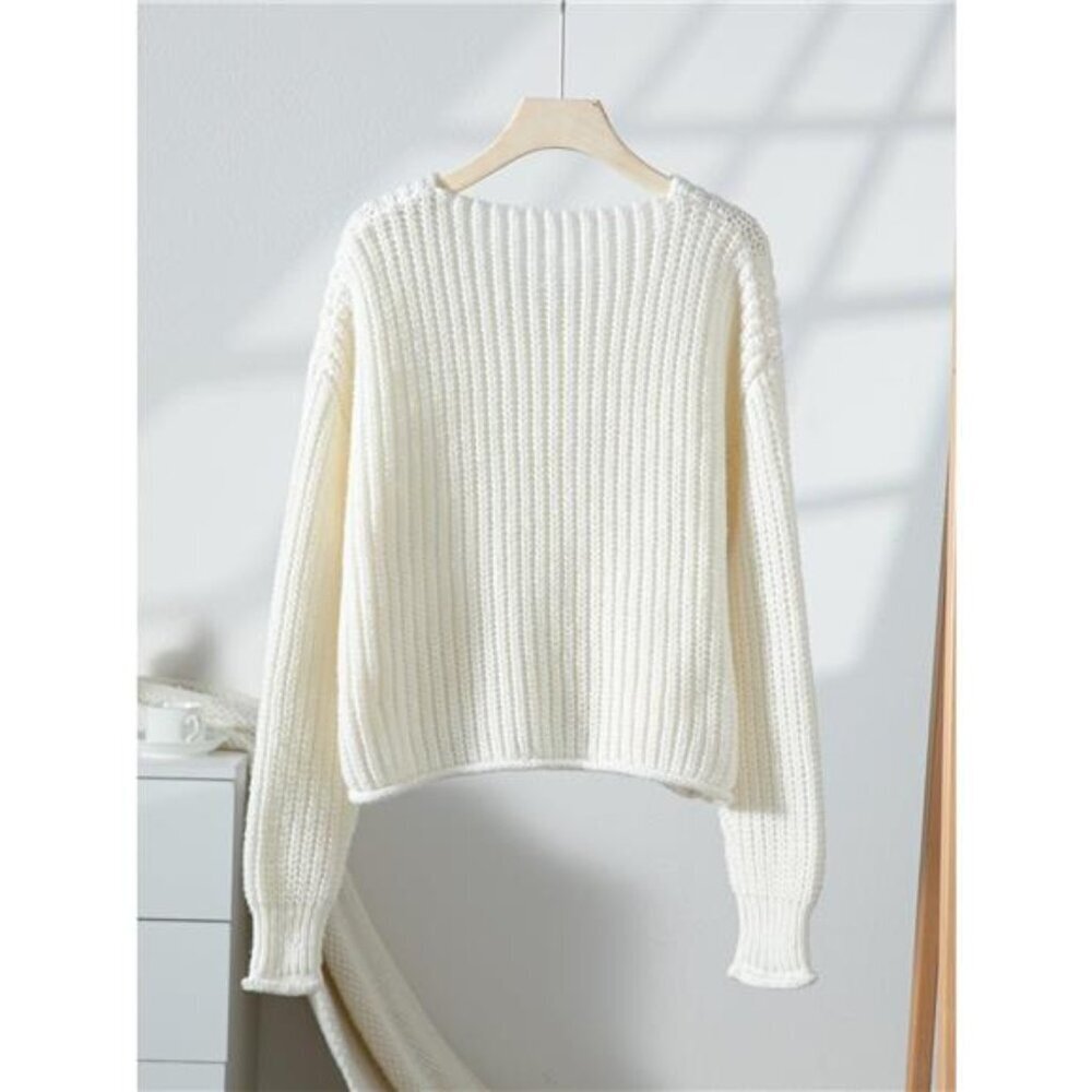 Button-Front Knit Cardigan with Pockets - Picture 8 of 8